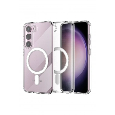 Mey İthalat®  Samsung Galaxy S23 Kılıf Magneticsafe Şeffaf Silikon - Şeffaf