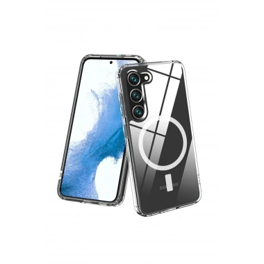 Mey İthalat®  Samsung Galaxy S23 Kılıf Magneticsafe Şeffaf Silikon - Şeffaf