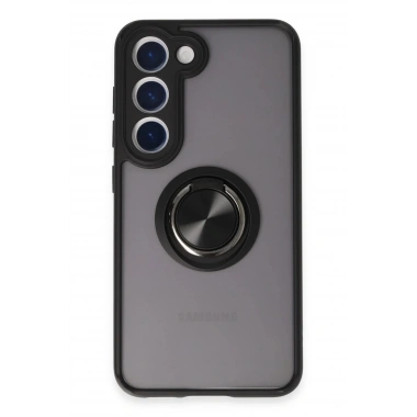 Mey İthalat®  Samsung Galaxy S23 Kılıf Montreal Yüzüklü Silikon Kapak - Siyah