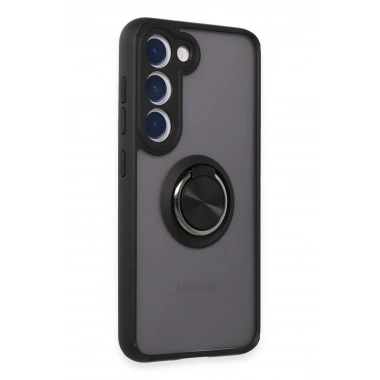 Mey İthalat®  Samsung Galaxy S23 Kılıf Montreal Yüzüklü Silikon Kapak - Siyah