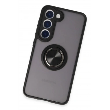 Mey İthalat®  Samsung Galaxy S23 Kılıf Montreal Yüzüklü Silikon Kapak - Siyah