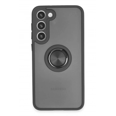 Mey İthalat®  Samsung Galaxy S23 Plus Kılıf Montreal Yüzüklü Silikon Kapak - Siyah