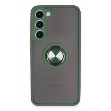 Mey İthalat®  Samsung Galaxy S23 Plus Kılıf Montreal Yüzüklü Silikon Kapak - Yeşil