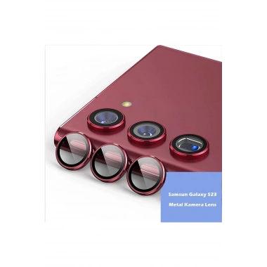 Mey İthalat® Samsung Galaxy S23 Plus Metal Kamera Lens - Kırmızı