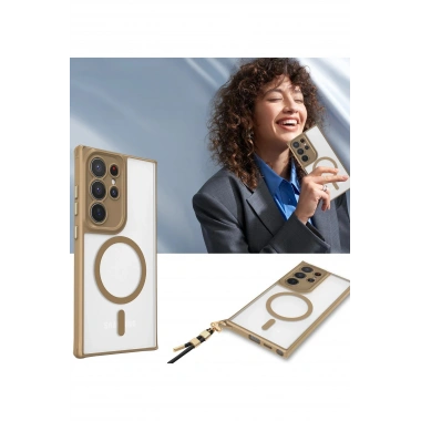 Mey İthalat®  Samsung Galaxy S23 Ultra Kılıf Enka Magsafe Silikon Kılıf - Şeffaf
