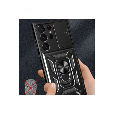 Mey İthalat®  Samsung Galaxy S23 Ultra Kılıf Pars Lens Yüzüklü Silikon - Yeşil