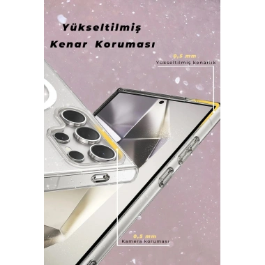 Mey İthalat®  Samsung Galaxy S23 Ultra Kılıf Star Magsafe Kapak - Şeffaf
