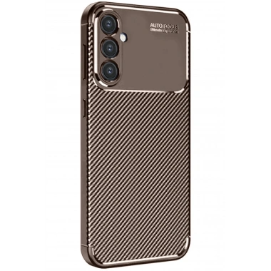 Mey İthalat®  Samsung Galaxy S24 FE Kılıf Auto Focus Karbon Kapak - Kahverengi