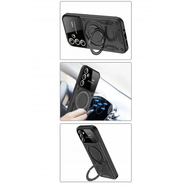 Mey İthalat®  Samsung Galaxy S24 FE Kılıf Joy Lens Standlı Kapak - Kırmızı