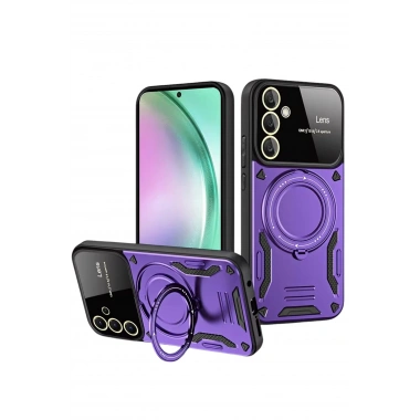 Mey İthalat®  Samsung Galaxy S24 FE Kılıf Joy Lens Standlı Kapak - Mor