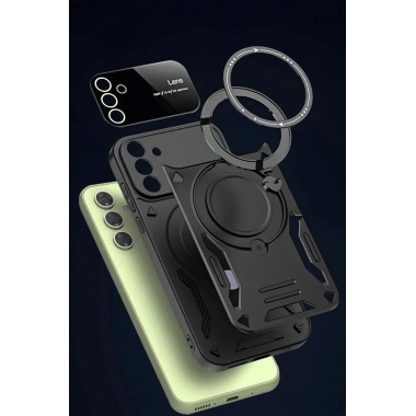 Mey İthalat®  Samsung Galaxy S24 FE Kılıf Joy Lens Standlı Kapak - Mor