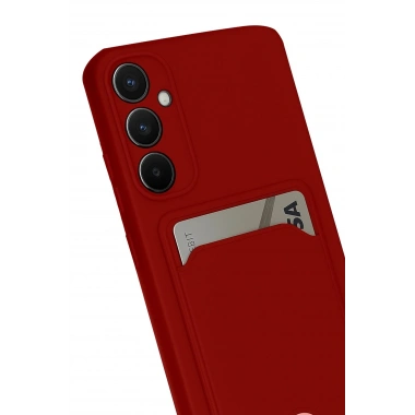 Mey İthalat®  Samsung Galaxy S24 FE Kılıf Kelvin Kartvizitli Silikon - Kırmızı