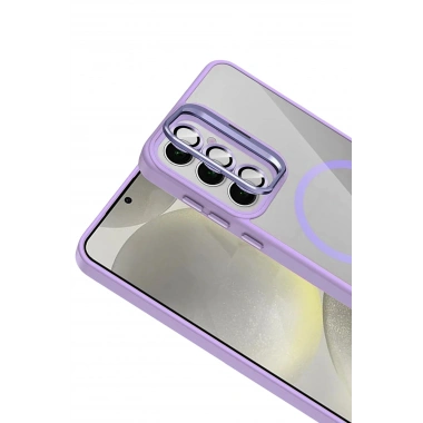 Mey İthalat®  Samsung Galaxy S24 FE Remim Lensli Magsafe Standlı Kapak - Lila