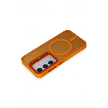 Mey İthalat®  Samsung Galaxy S24 Flet Lens Magsafe Kapak - Turuncu