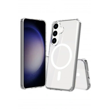 Mey İthalat®  Samsung Galaxy S24 Kılıf Magneticsafe Şeffaf Silikon - Şeffaf