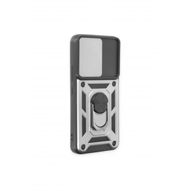 Mey İthalat®  Samsung Galaxy S24 Kılıf Pars Lens Yüzüklü Silikon - Gümüş
