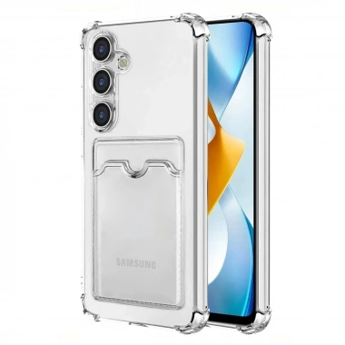 Mey İthalat®  Samsung Galaxy S24 Plus Kılıf Kart Şeffaf Silikon - Şeffaf