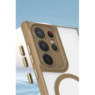 Mey İthalat®  Samsung Galaxy S24 Ultra Kılıf Enka Magsafe Silikon Kılıf - Şeffaf