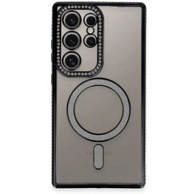 Mey İthalat®  Samsung Galaxy S24 Ultra Kılıf Joke Simli Magneticsafe Kılıf - Siyah