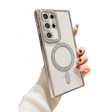 Mey İthalat®  Samsung Galaxy S24 Ultra Kılıf Joke Simli Magneticsafe Kılıf - Siyah