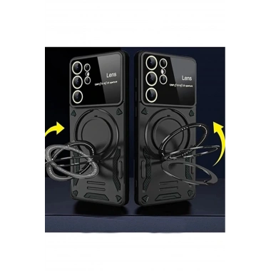 Mey İthalat®  Samsung Galaxy S24 Ultra Kılıf Joy Lens Standlı Kapak - Mor