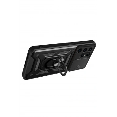 Mey İthalat®  Samsung Galaxy S24 Ultra Kılıf Pars Lens Yüzüklü Silikon - Yeşil