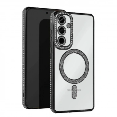 Mey İthalat®  Samsung Galaxy S25 Edge Joke Simli Magneticsafe Kılıf - Siyah