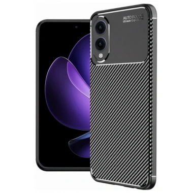 Mey İthalat®  Samsung Galaxy S25 Edge Kılıf Auto Focus Karbon Kapak - Siyah