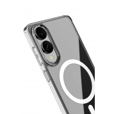 Mey İthalat®  Samsung Galaxy S25 Edge Kılıf Magneticsafe Şeffaf Silikon - Şeffaf