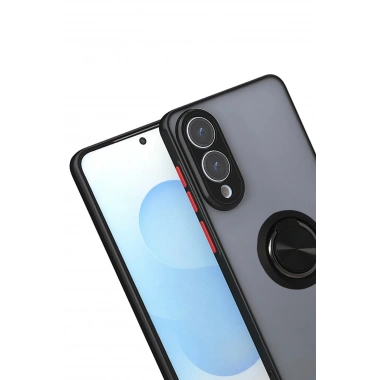 Mey İthalat®  Samsung Galaxy S25 Edge Kılıf Montreal Yüzüklü Silikon Kapak - Siyah