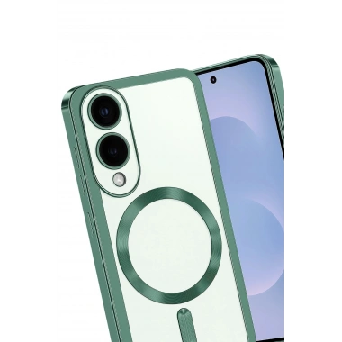 Mey İthalat®  Samsung Galaxy S25 Edge Kross Magneticsafe Kapak - Koyu Yeşil