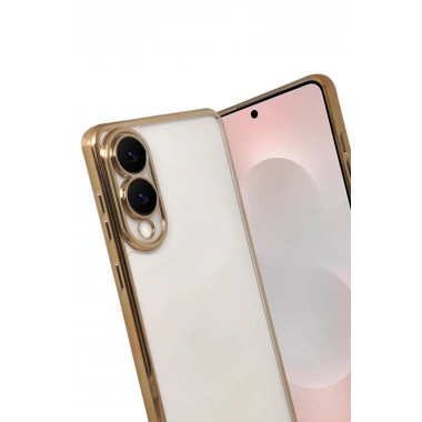 Mey İthalat®  Samsung Galaxy S25 Edge  Lensli Silikon - Gold
