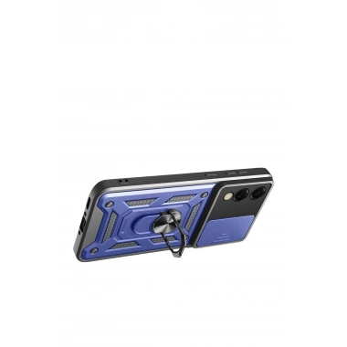 Mey İthalat®  Samsung Galaxy S25 Edge Pars Lens Yüzüklü Silikon - Lacivert