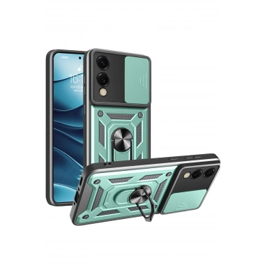 Mey İthalat®  Samsung Galaxy S25 Edge Pars Lens Yüzüklü Silikon - Yeşil