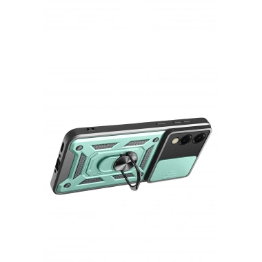 Mey İthalat®  Samsung Galaxy S25 Edge Pars Lens Yüzüklü Silikon - Yeşil