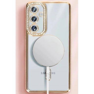Mey İthalat®  Samsung Galaxy S25 Kılıf Joke Simli Magneticsafe Kılıf - Siyah