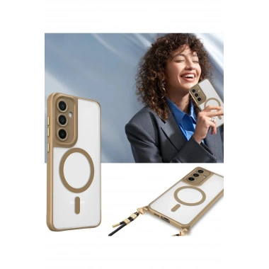 Mey İthalat®  Samsung Galaxy S25 Plus Kılıf Enka Magsafe Silikon Kılıf - Desert