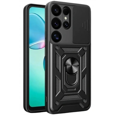 Mey İthalat®  Samsung Galaxy S25 Ultra Kılıf Pars Lens Yüzüklü Silikon - Siyah