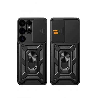 Mey İthalat®  Samsung Galaxy S25 Ultra Kılıf Pars Lens Yüzüklü Silikon - Yeşil