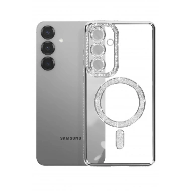 Mey İthalat®  Samsung Galaxy S26 Plus Joke Simli Magneticsafe Kılıf - Gümüş