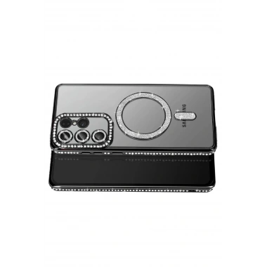 Mey İthalat®  Samsung Galaxy S26 Ultra Joke Simli Magneticsafe Kılıf - Siyah
