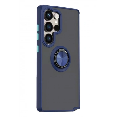 Mey İthalat®  Samsung Galaxy S26 Ultra Montreal Yüzüklü Silikon Kapak - Lacivert