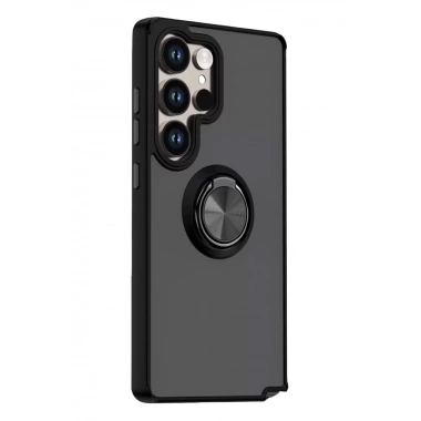Mey İthalat®  Samsung Galaxy S26 Ultra Montreal Yüzüklü Silikon Kapak - Siyah