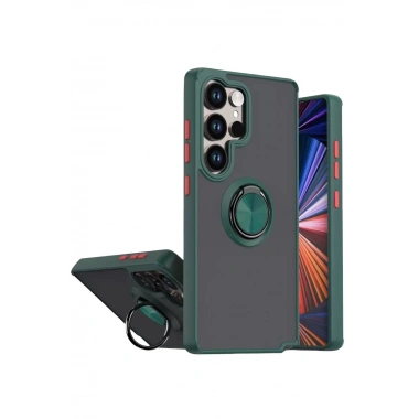 Mey İthalat®  Samsung Galaxy S26 Ultra Montreal Yüzüklü Silikon Kapak - Yeşil