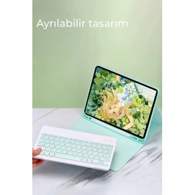 Mey İthalat®  Samsung Galaxy Tab A9 Plus Kılıf KC01 Smart Klavyeli Tablet Kılıfı - Siyah