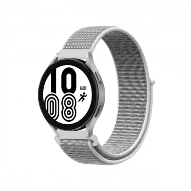 Mey İthalat® Samsung Galaxy Watch 4 Hasırlı Cırtcırtlı Kordon - Beyaz