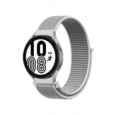 Mey İthalat® Samsung Galaxy Watch 4 Hasırlı Cırtcırtlı Kordon - Beyaz