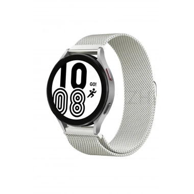 Mey İthalat® Samsung Galaxy Watch 4 Metal Mıknatıslı Kordon - Gümüş