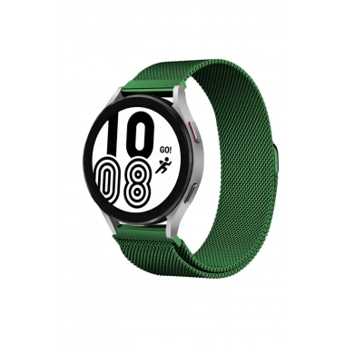 Mey İthalat® Samsung Galaxy Watch 4 Metal Mıknatıslı Kordon - Haki Yeşil