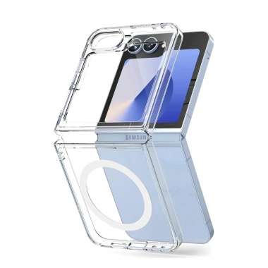 Mey İthalat®  Samsung Galaxy Z Flip 6 Kılıf Magneticsafe Şeffaf Silikon - Şeffaf